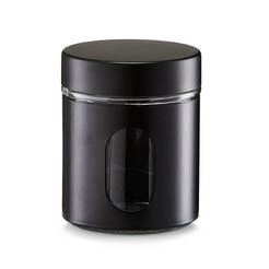 Glass storage jar 600ml, ф10.2 х 12.5cm, with metal lining, black