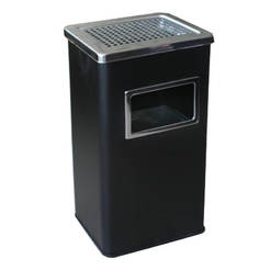 Outdoor ashtray with waste bin, black