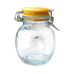 Glass storage jar with 120ml clip, round