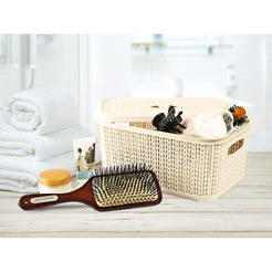 Basket with lid 28.5x20x12.5cm/6l PVC beige M066B