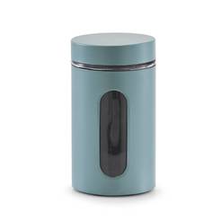 Glass storage jar 900ml Ф10.2 х 18см, metal cladding, eucalyptus