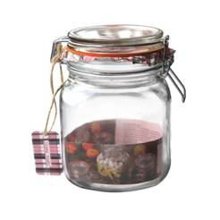 Glass storage jar with 1 liter clip, square 211200