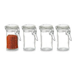 Jars for spices set of 4 pieces, Ф4.5 x 8 cm metal clip