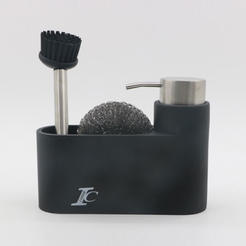Liquid soap dispenser with sponge/brush holder black 59863B INTER CERAMIC