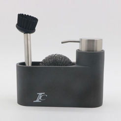 Liquid soap dispenser with sponge/brush holder gray 59863GRAY INTER CERAMIC