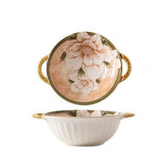 Round ceramic bowl 25.3x7cm 1170ml Camellia deep G1002