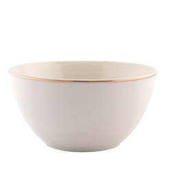 Porzellanschale 14 cm, ecrufarben mit Goldrand, MARIA PAULA