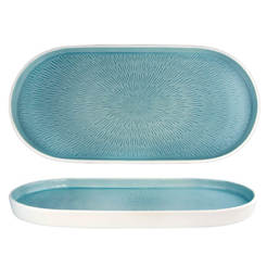 Plate porcelain oval 36x17x2.5cm Hella Light Summer blue