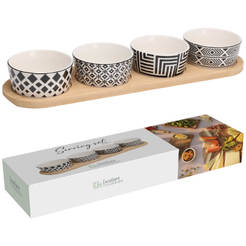 Плато за сервиране бамбуково с 4 купички