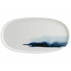 Ovaler Teller 30x16cm Bonna Blue Wave weiß mit blauem Akzent BONNA