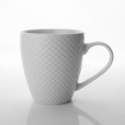 Mug cup (mug) - 300 ml, white, embossed