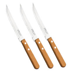Нож за стек Dynamic - 3 бр, с дървена дръжка