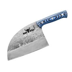 Бриллиантовый сербский поварской нож 18см Samura Madbull с синей ручкой