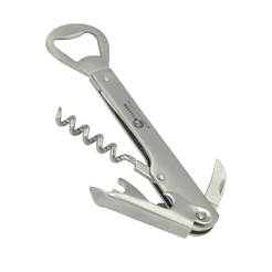 Pocket corkscrew 14 cm, with knife, stainless steel, chrome finish