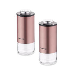 Salt pans set salt / pepper metal and glass Stora, rose gold