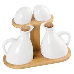 Set of ceramic utensils for seasoning salt / pepper / oil / vinegar