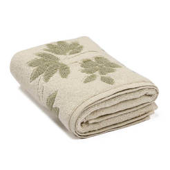 Bath towel 50 x 90 cm 100% cotton 550 g / sq.m. Green leaves Solvron