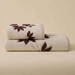 Хавлиена кърпа за баня 50 х 90см 100% памук 550гр/кв.м. тъмнокафеви листа Солврон