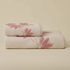 Хавлиена кърпа за баня 76 х 152см 100% памук 550гр/кв.м. розови листа Солврон