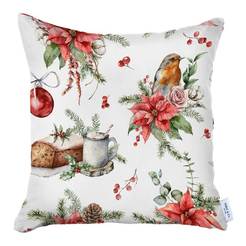 Christmas decorative pillow 40 x 40 cm Red birds motif 4