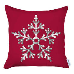 Коледна декоративна възглавница 40 х 40см снежинка Merry Christmas червена