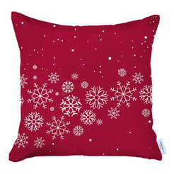 Коледна декоративна възглавница 40 х 40см снежинки Merry Christmas, червена