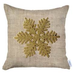 Коледна декоративна възглавница 40 х 40см златна снежинка Natural Christmas