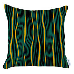 Декоративна възглавница 40 x 40см зелени и жълти вълни