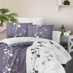 Bedding set 4 pieces Ranfors print Camelia purple