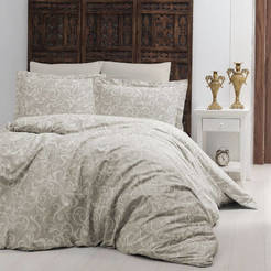 Bedding set 4 pieces 100% cotton satin Sweta beige