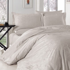 Bedding set 4 pieces 100% cotton satin jacquard Trudy Stone