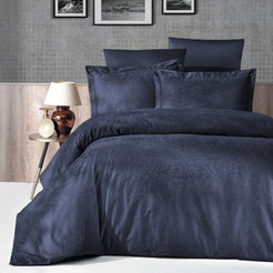 Bedding set 4 pieces 100% cotton satin jacquard Tecna blue