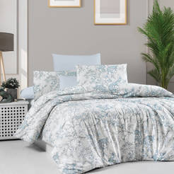 Bedding set 4 pieces polycotton Bella aqua print
