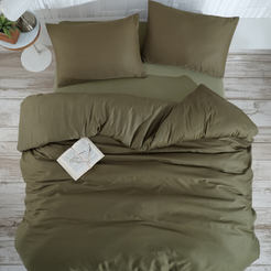 4-teiliges Bettwäscheset 100% Baumwolle Ranforce-Druck Olive