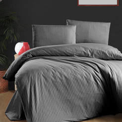 Спален комплект 4 части 100% памук сатен Grey райе