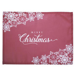 Коледни подложки за хранене 45 х 33см снежинки и надпис, 2 броя Merry Christmas червени