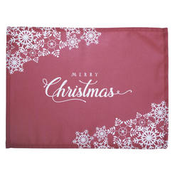 Christmas pads 45 x 33 cm snowflakes and inscription, 2 pieces Merry Christmas red