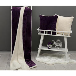 Striber blanket - 150 x 200 cm, 100% polyester, eggplant