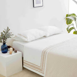 Towel blanket for bedroom 150 x 220 cm 100% cotton, 330 g / sq.m. beige-white Chevron