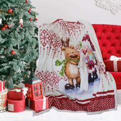 Новогоднее одеяло 150 x 200 см DF принт Дед Мороз