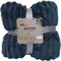 Blanket Dorothe 200x220cm embossed blue 100% polyester
