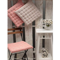 Възглавница за стол 40 х 40см,райе, 100% памук, цвят оранж