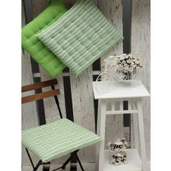 Възглавница за стол 40 х 40см,райе 100% памук, цвят зелен
