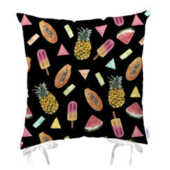 Chair cushion 43 x 43 cm pineapple and ice cream