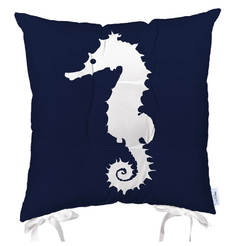 Chair cushion 43 x 43cm, dark blue seahorse