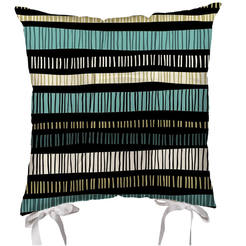 Chair cushion 43 x 43cm, black with green and gold stripes