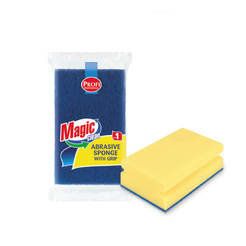 Dishwashing sponge, with channel and abrasive, 17 x 9.5 cm, Profi