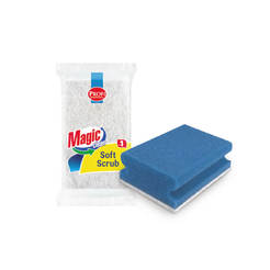 Dishwashing sponge, with channel and abrasive, 15 x 10 x 4.5 cm