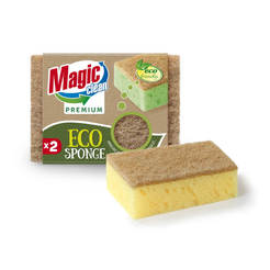 Household sponge Premium Eco with natural fiber, 2 pieces