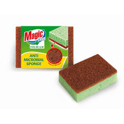 Household sponge Premium - 10 x 7 x 3.5 cm, with antibacterial fiber, 2 pieces